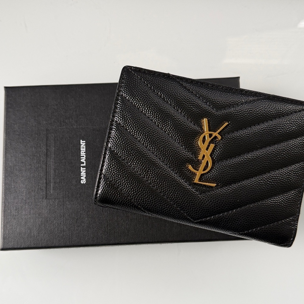 Saint Laurent Cassandre quilted textured leather wallet
